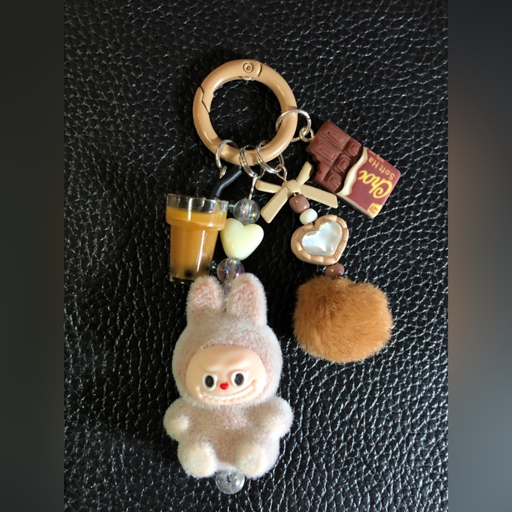 Custom Labubu Keychain + Candy Charms Chocolate Brown 3”